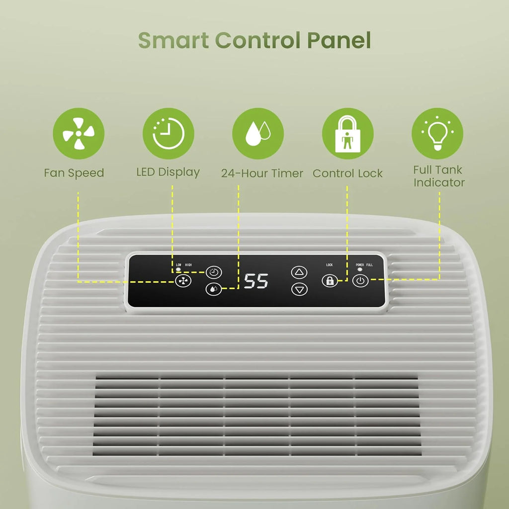 Waykar 2000 Sq. Ft Dehumidifier for Home and Basements, with Auto or Manual Drainage, 0.66 Gallon Water Tank Capacity