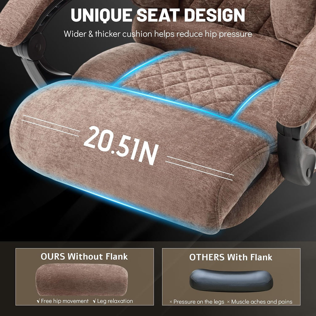 Massage Office Chair with Footrest, Large and Tall Leather Office Chair 500 lbs