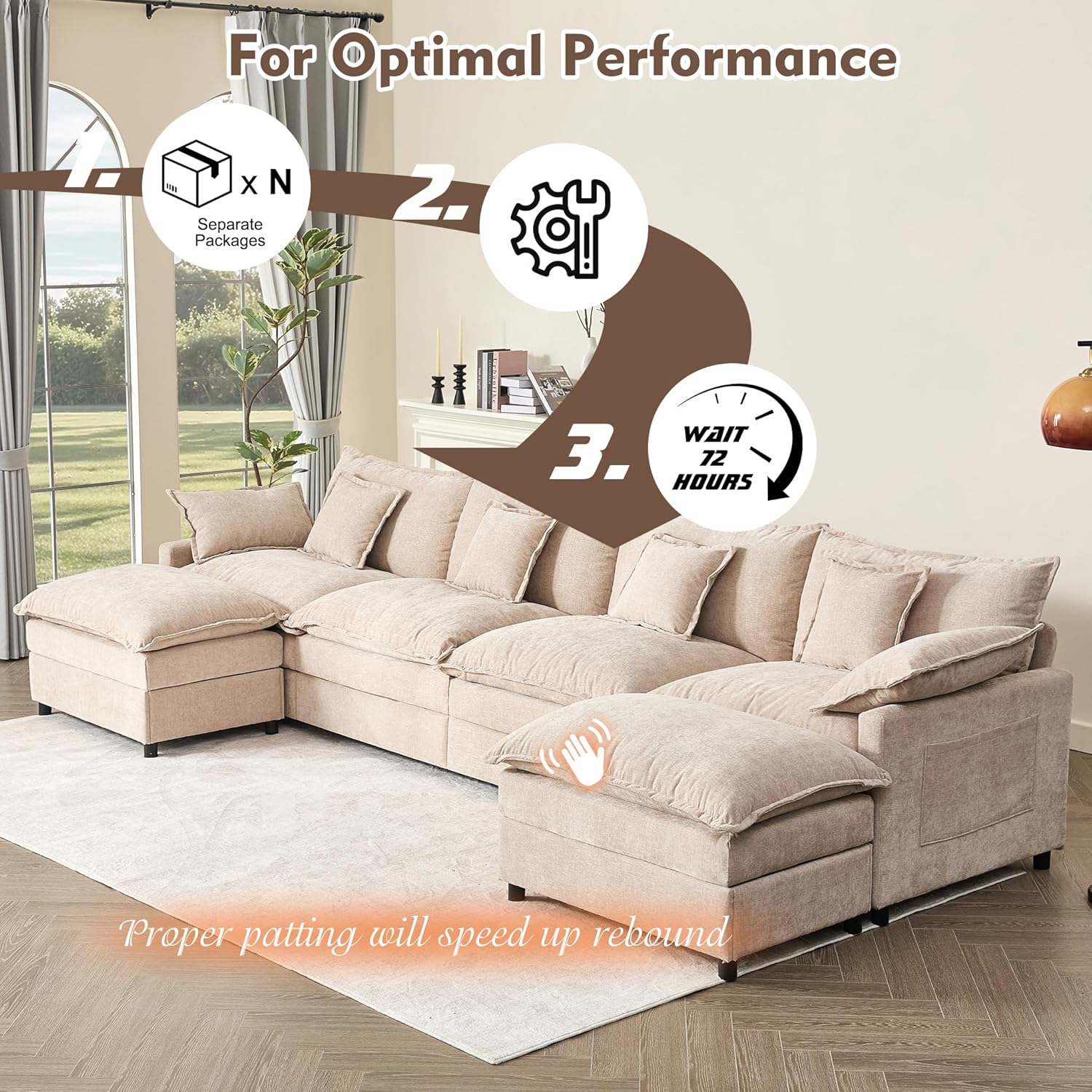 108 U-shaped sofa modular sofa Comfortable cloud sofa