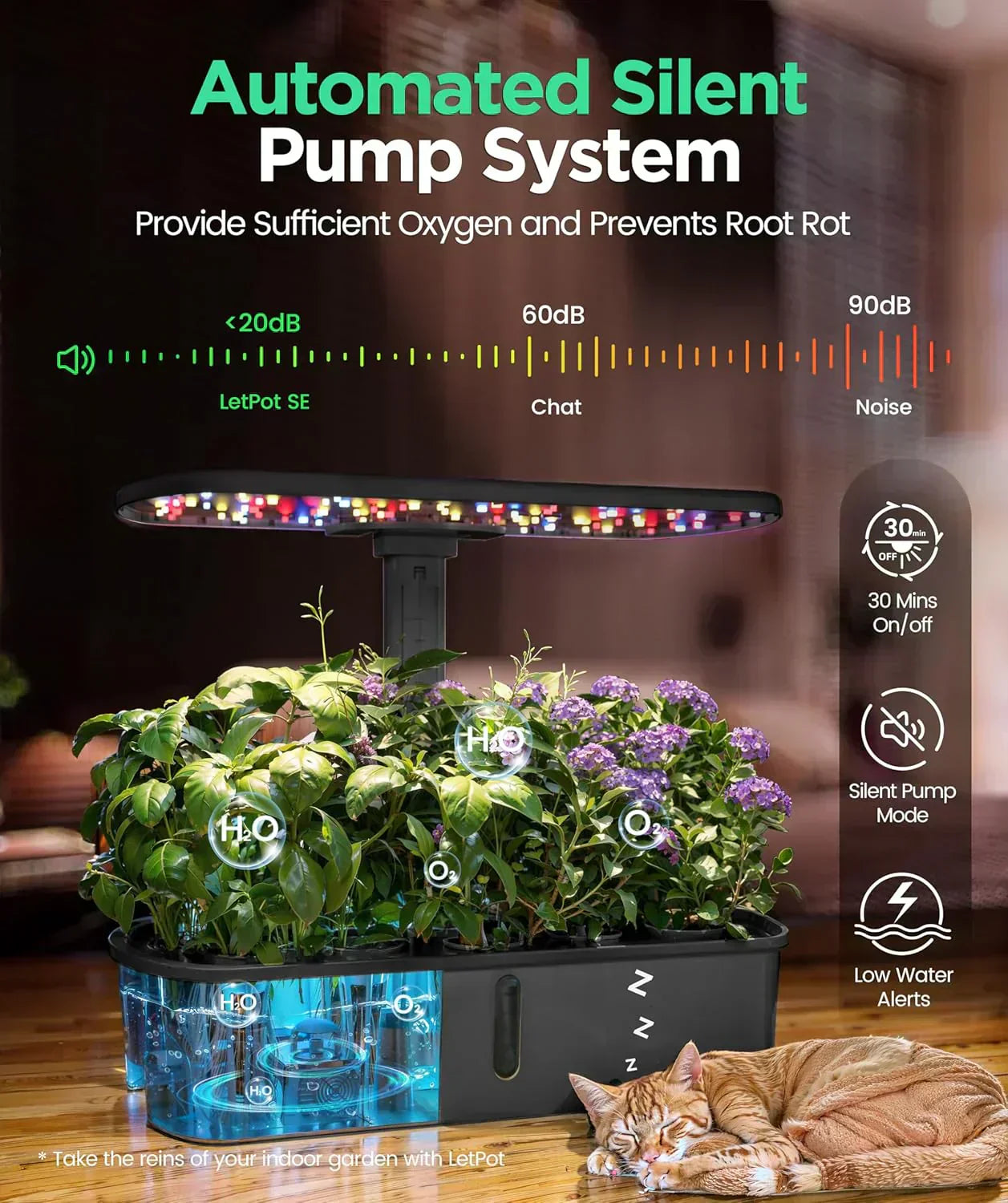 Hydroponic Planting System Kit App and WiFi Controlled Indoor Garden Full Spectrum Grow Light