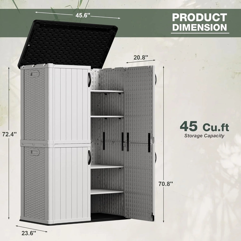 Greesum Outdoor Horizontal Storage Shed 27 Cu.ft Resin Large Storage Box for Garden Patio