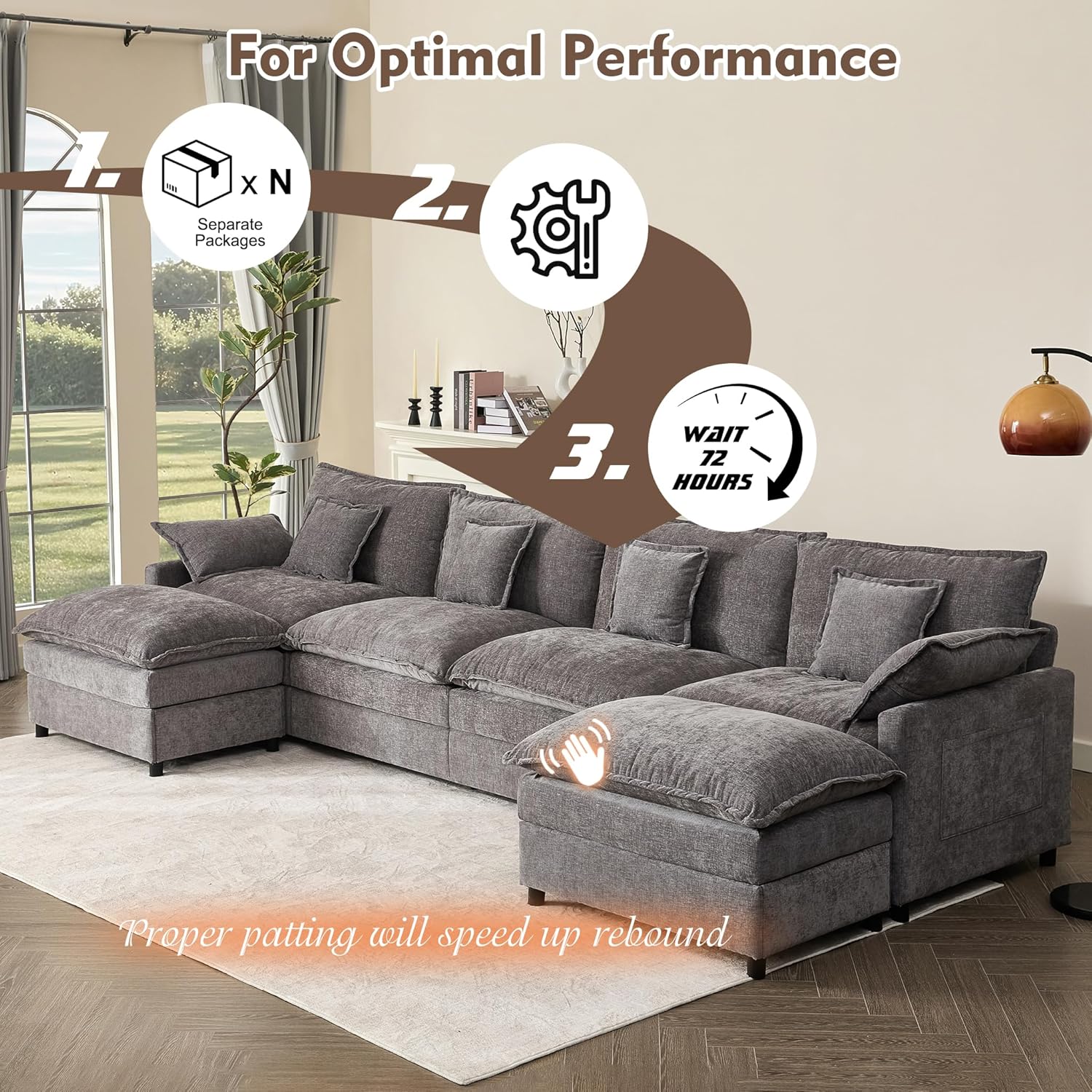 108 U-shaped sofa modular sofa Comfortable cloud sofa
