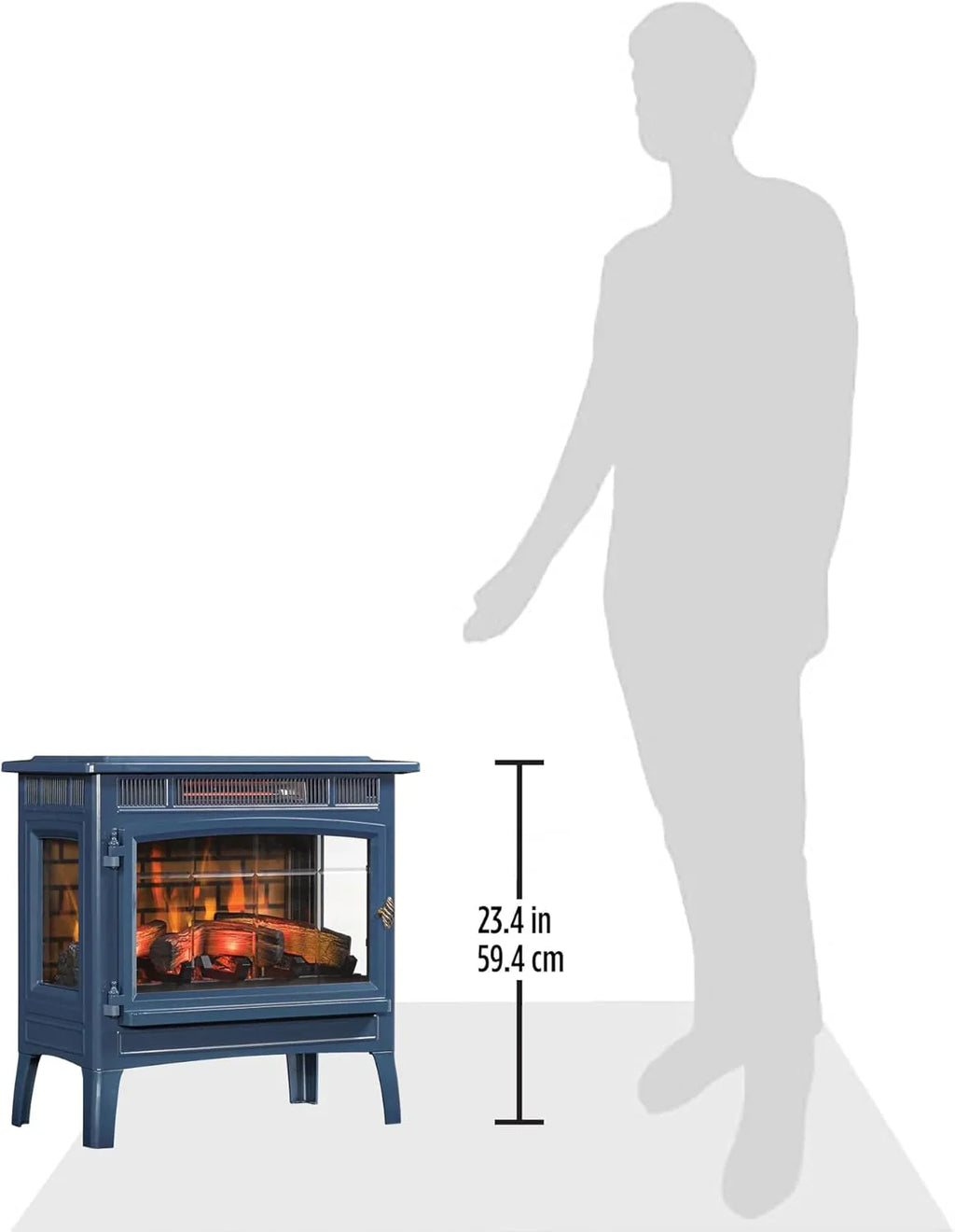 Freestanding Electric Fireplace Stove Heater with 3D Flame Effect for 1000 Sq. Ft