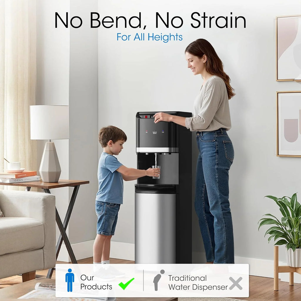 Bottom-loading water dispenser, 5-gallon water bottle, three temperature settings - hot water