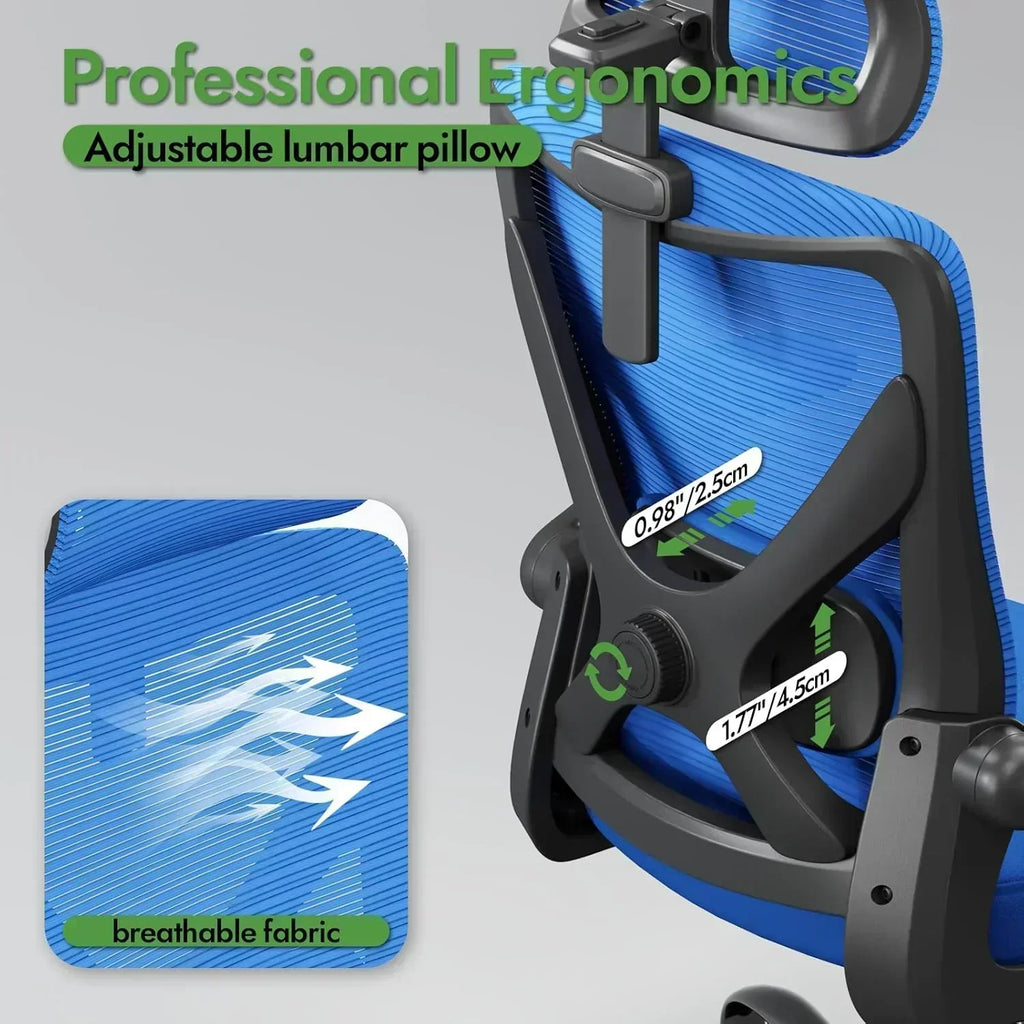Office computer desk and chair gaming chair with lumbar support and headrest
