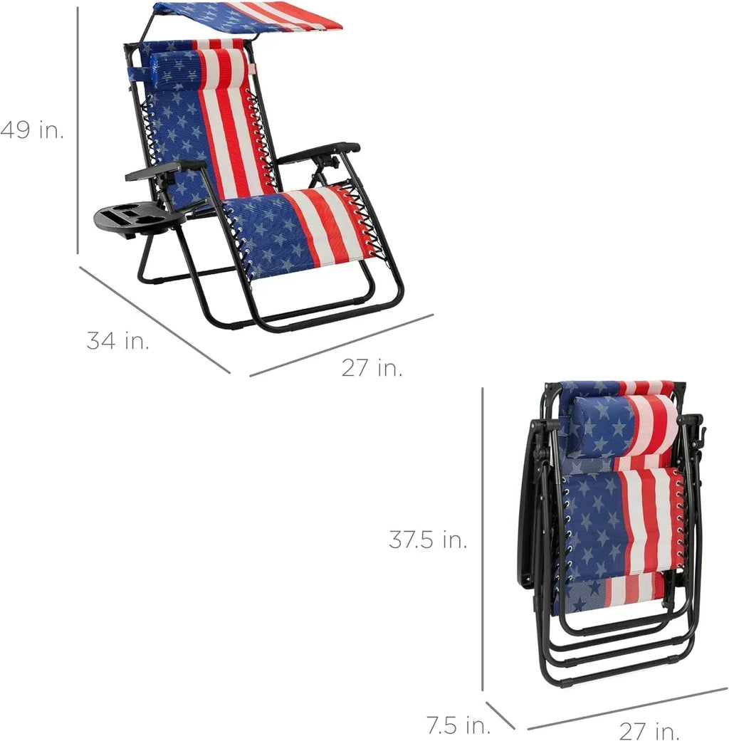 Best Choice Products Folding Zero Gravity Recliner Patio Lounge Chair Adjustable Canopy Shade