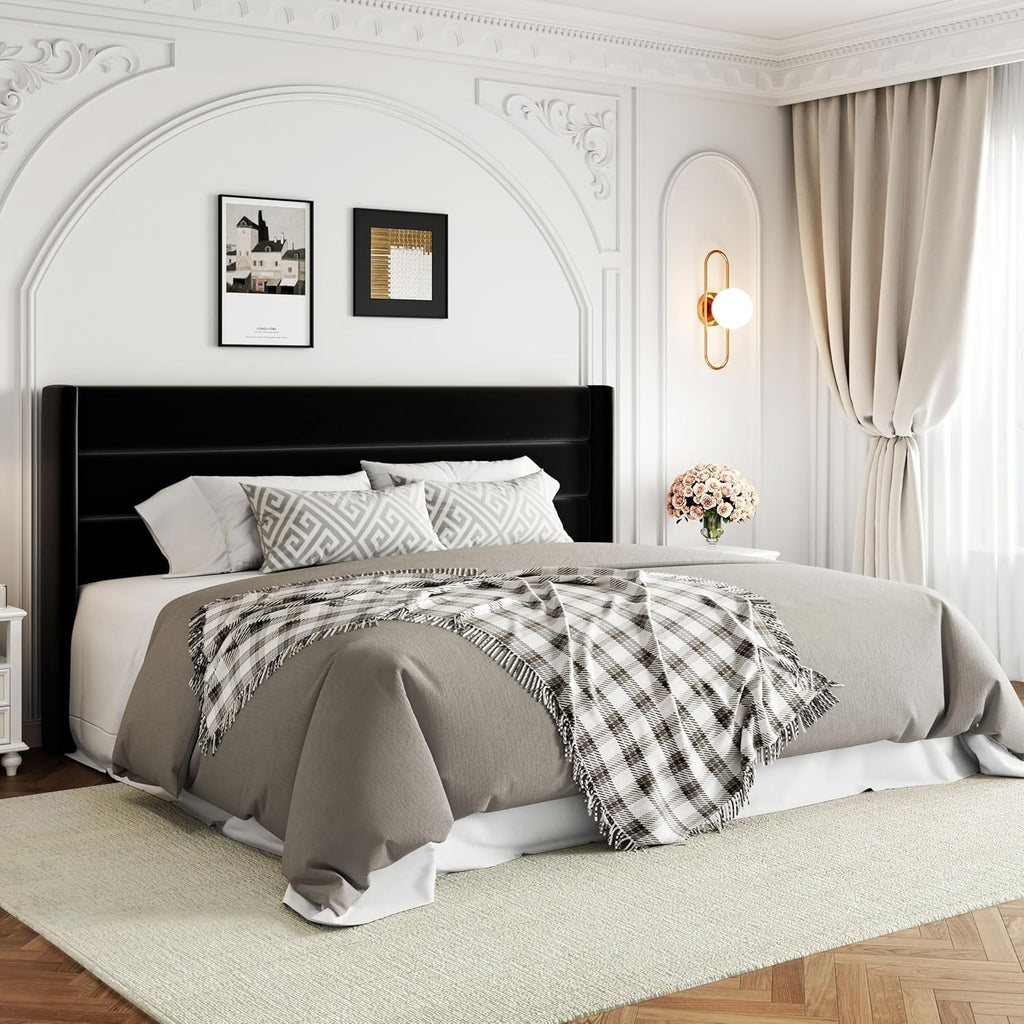 Allewie Queen Size Lift Up Storage Bed Modern Wingback Headboard Hydraulic Support