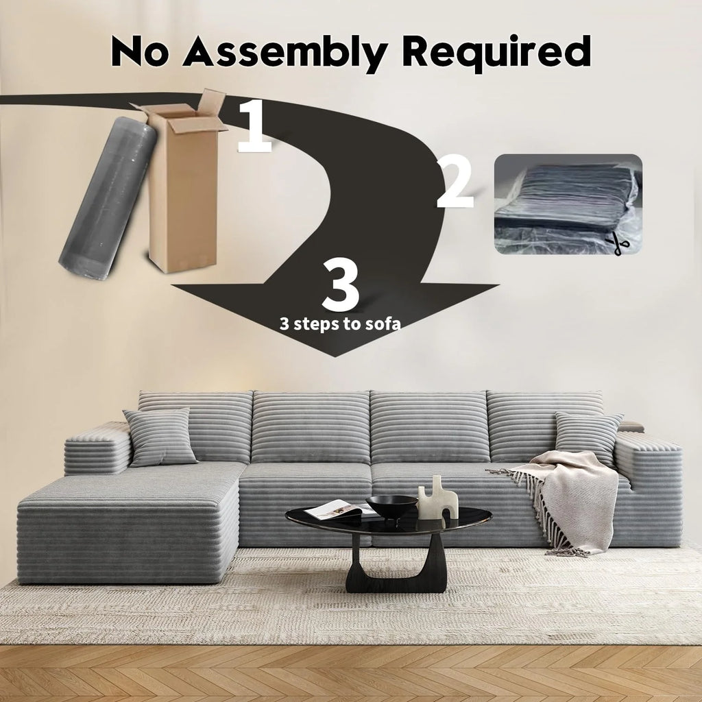 107.5 Cloud Modular Sectional Sofa Couch with L-Shape Chaise,Modern Minimalist Upholstered Couches