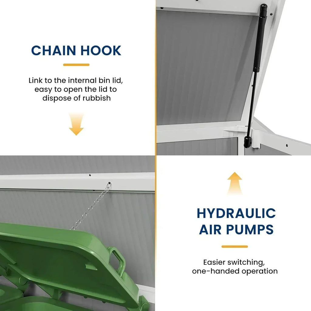 Amopatio 41 Cu Ft Horizontal Outdoor Storage Shed Resin Trash Can Storage Resin Shed Garden Tools