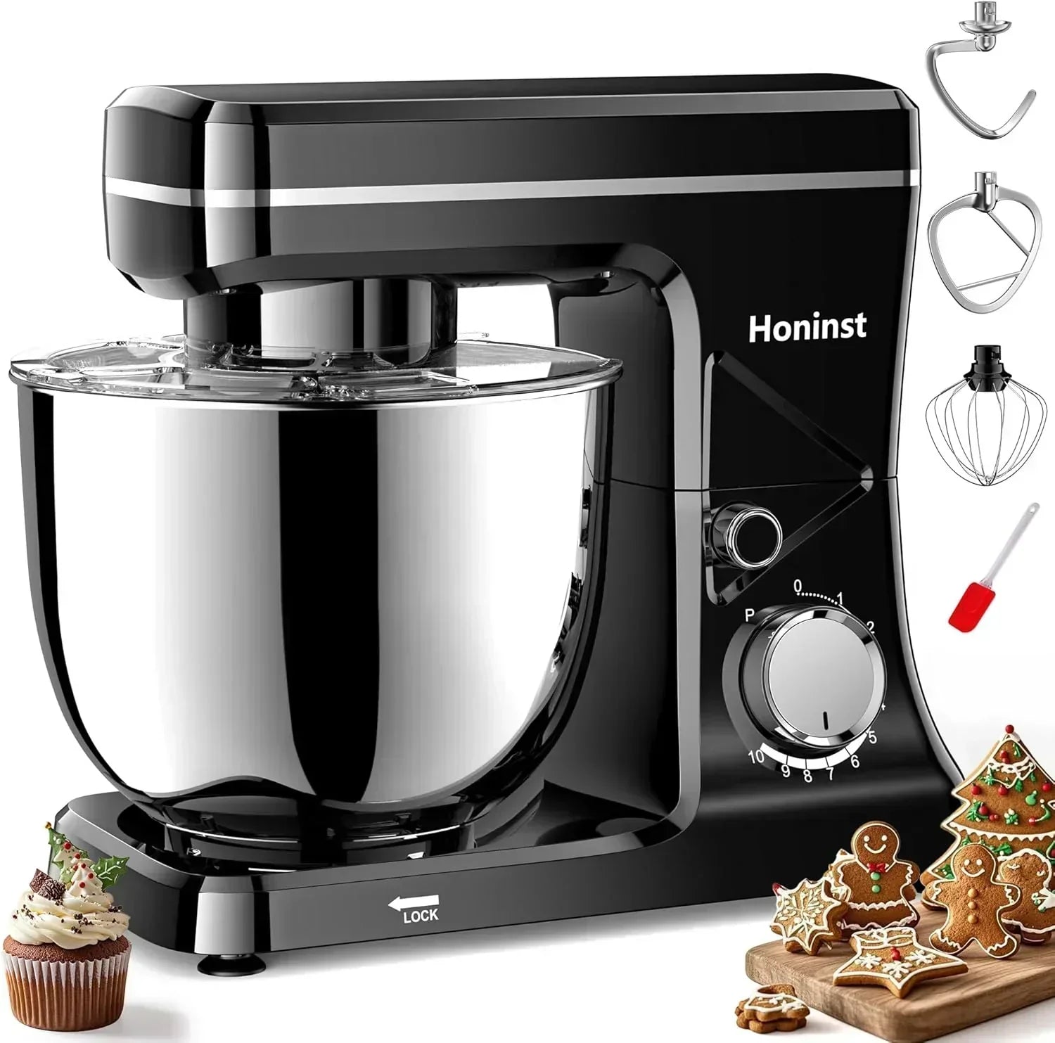 10-Speed Stand Mixer with 8-in-1 Splash Guard Tilt Head 6-Quart Stainless Steel Bowl