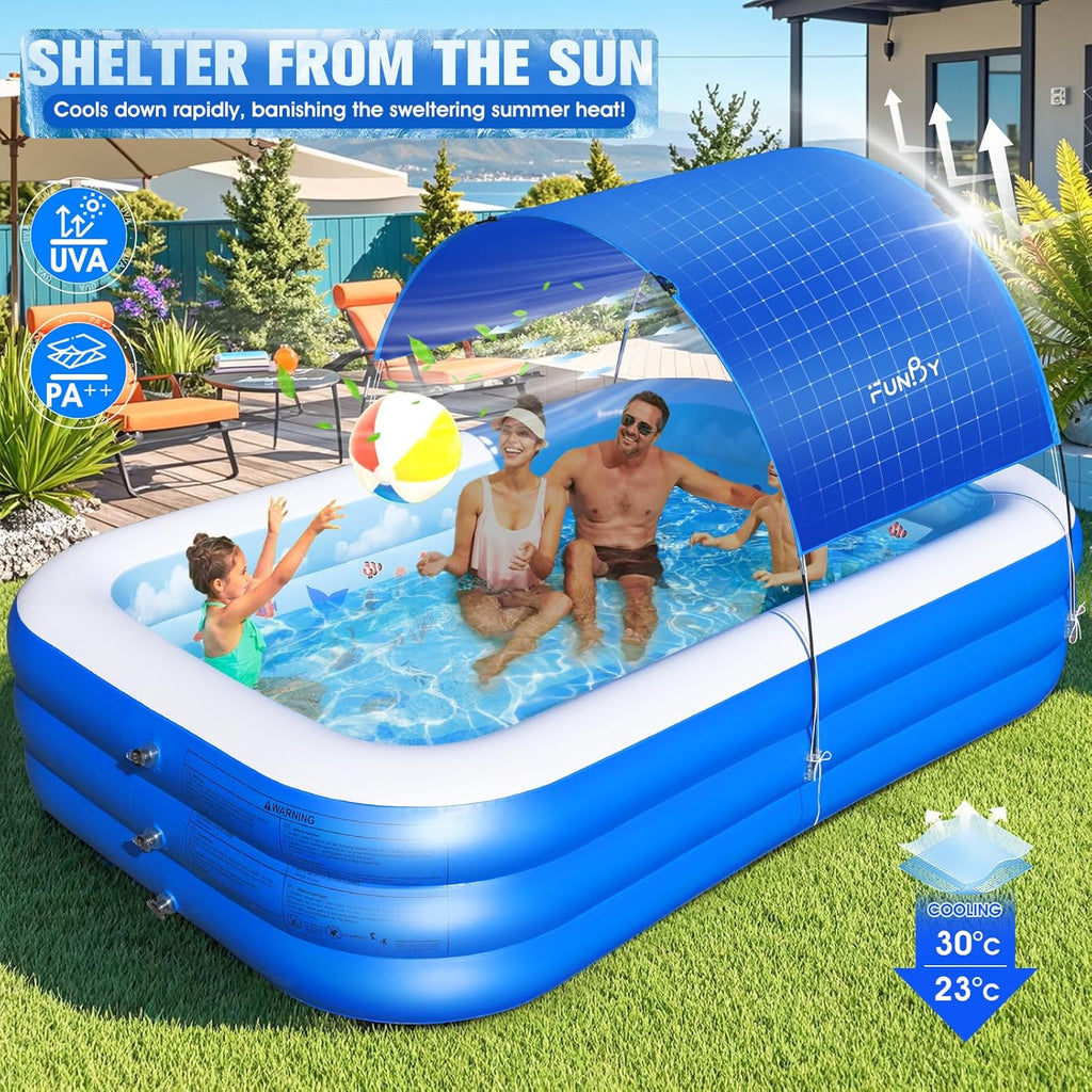 Inflatable Pool with Canopy Upgraded Inflatable Swimming Pool Large Inflatable Blow up Pools