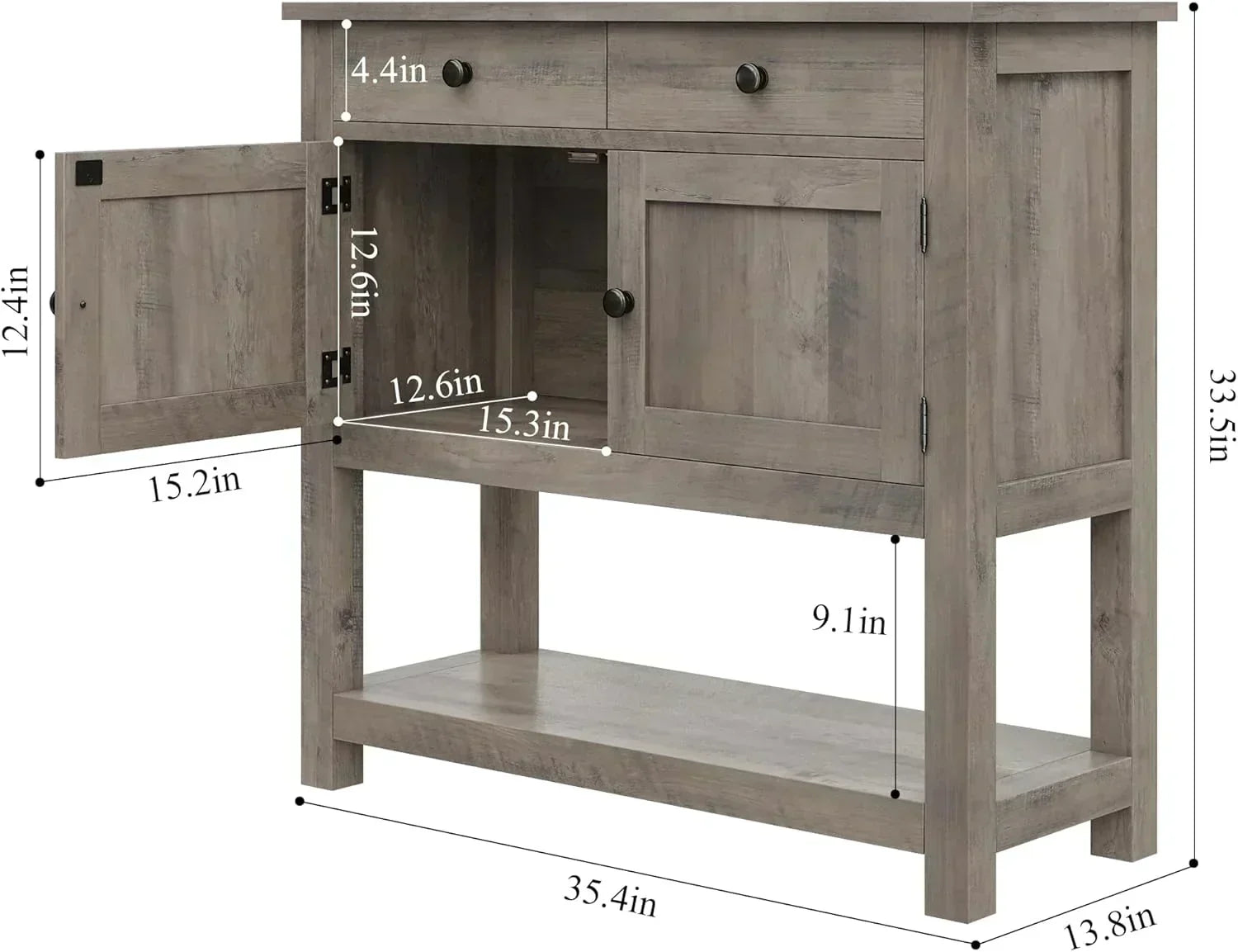 Farmhouse style console table coffee bar entry table with storage rack sofa table