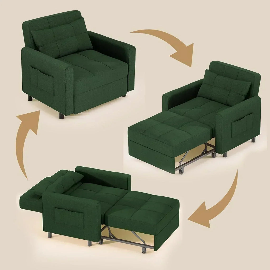 Sofa Bed Chair 3 in 1 Convertible Pullout Single Sleeper Chair Bed Spacious Multifunctional Sofa
