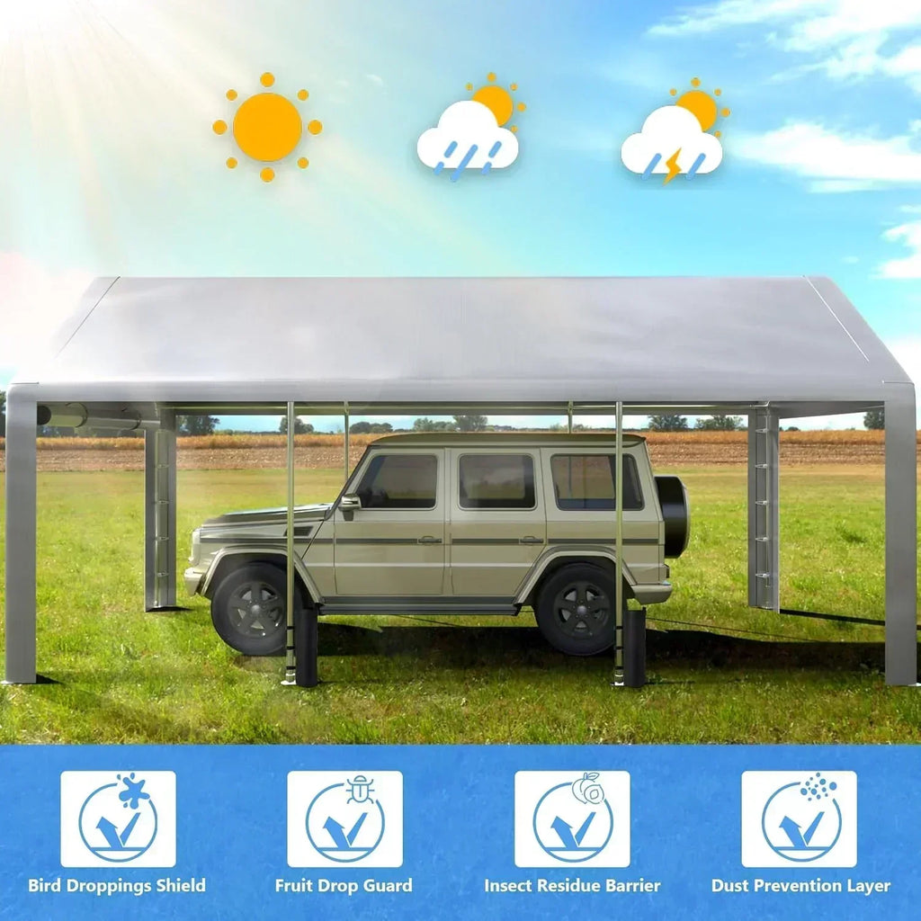 6x8 ft Heavy Duty Carport Tent Portable Garage Removable Side Walls Four Seasons Tarpaulin