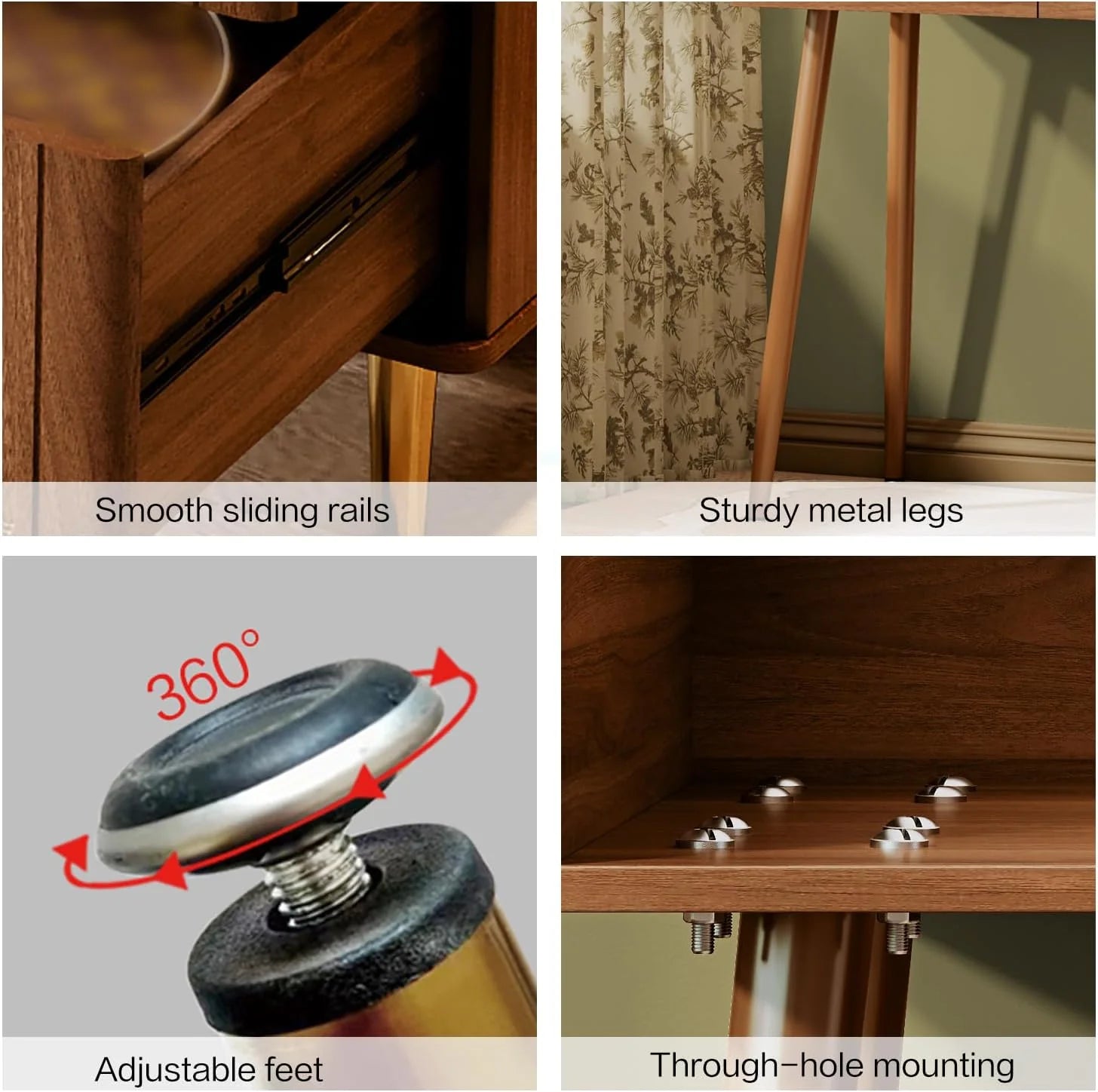 Walnut Stylish Corner Makeup Vanity Table，Vanity Desk with Lighted Mirror