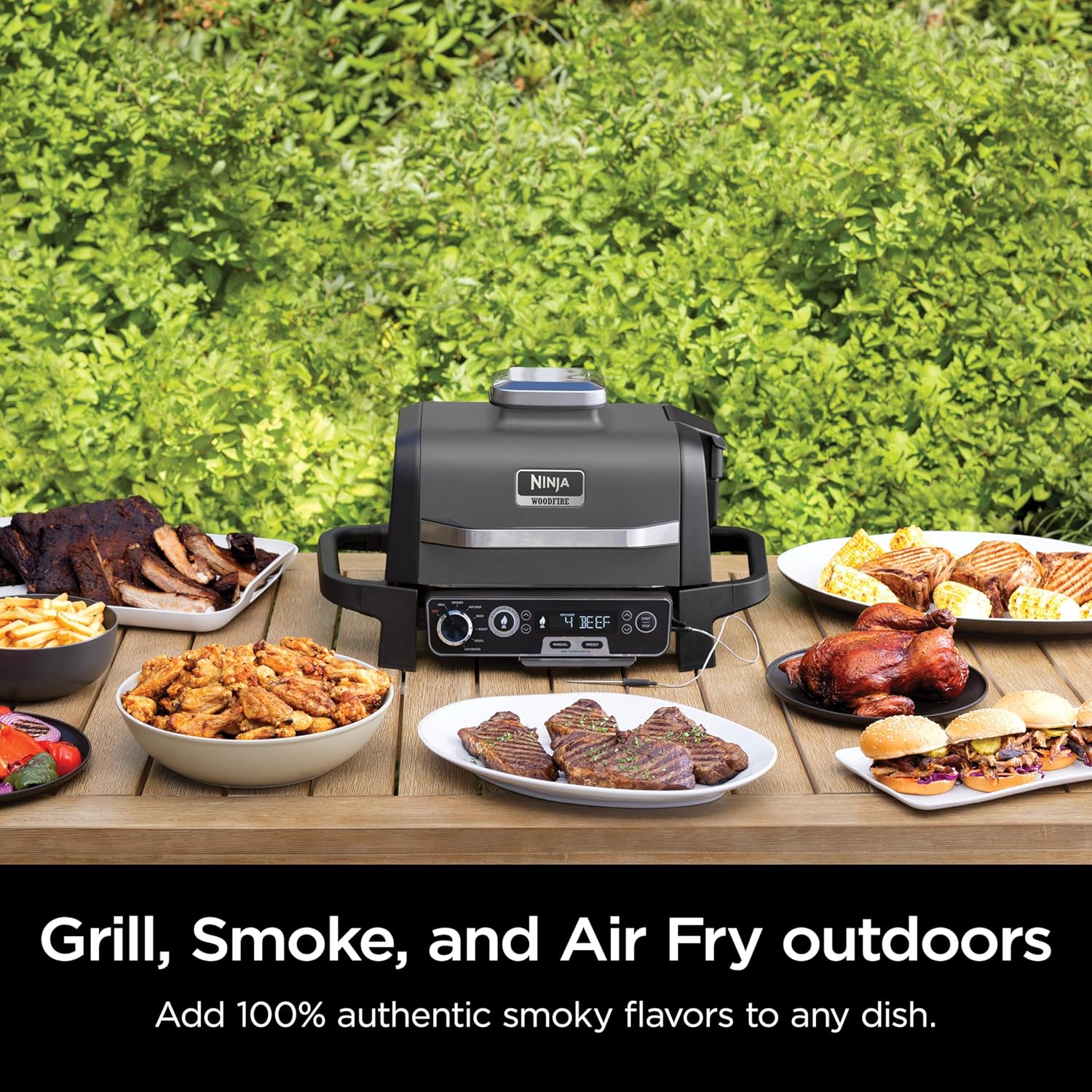 OG751 Woodfire Pro Outdoor Grill Built-In Thermometer 7-in-1 Master Grill BBQ Smoker Air Fryer