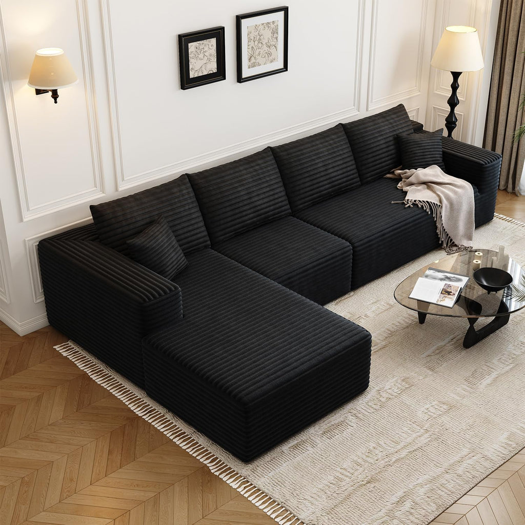 107.5 Cloud Modular Sectional Sofa Couch with L-Shape Chaise,Modern Minimalist Upholstered Couches