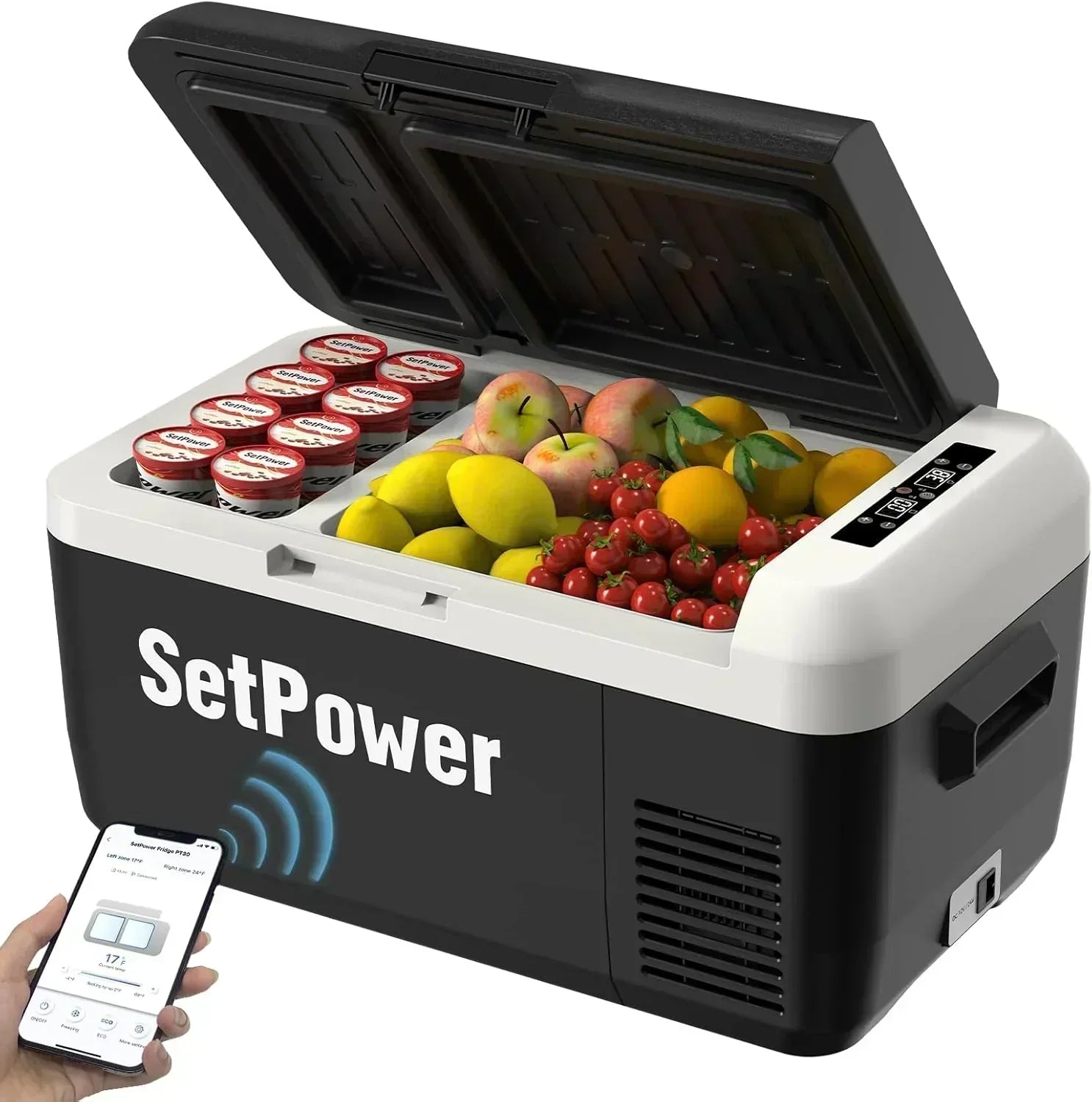 12V Refrigerator 21 Quart Portable Freezer 50 Hours Keep Cool Electric Cooler Car Refrigerator