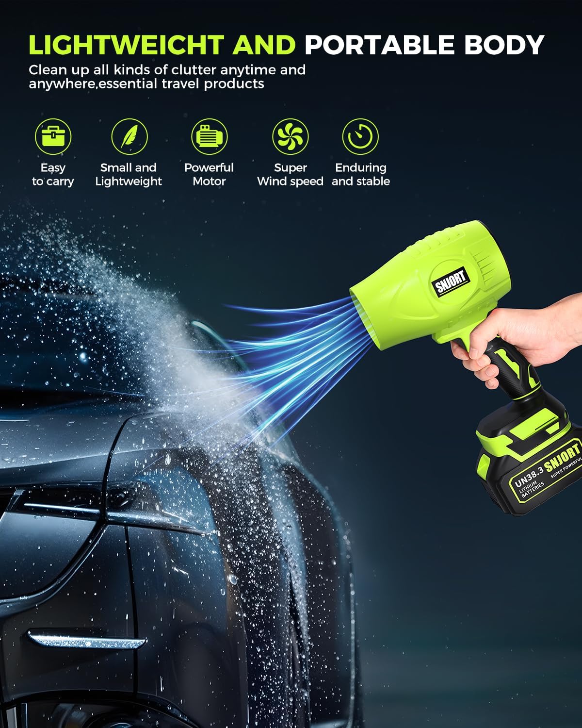 Leaf Blower Cordless with Battery and Charger Extended Nozzle Lightweight Handheld Design