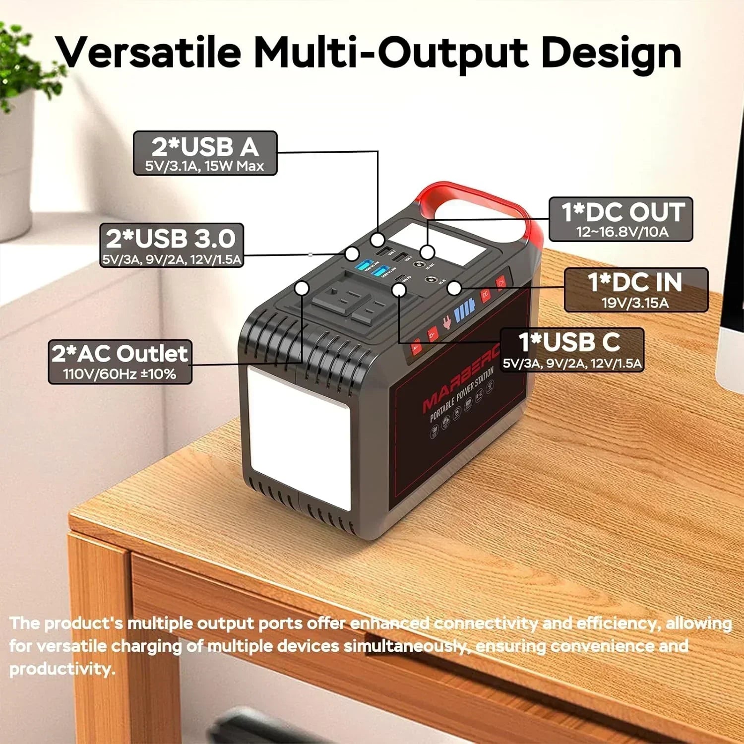 Portable Power Station 88Wh Camping Lithium Battery Solar Generator Fast Charging Power Bank