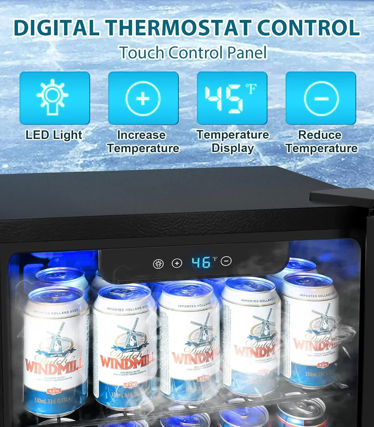 Mini Fridge 130 Can Beverage Refrigerator Cooler Drink Fridge Adjustable Temperature Control