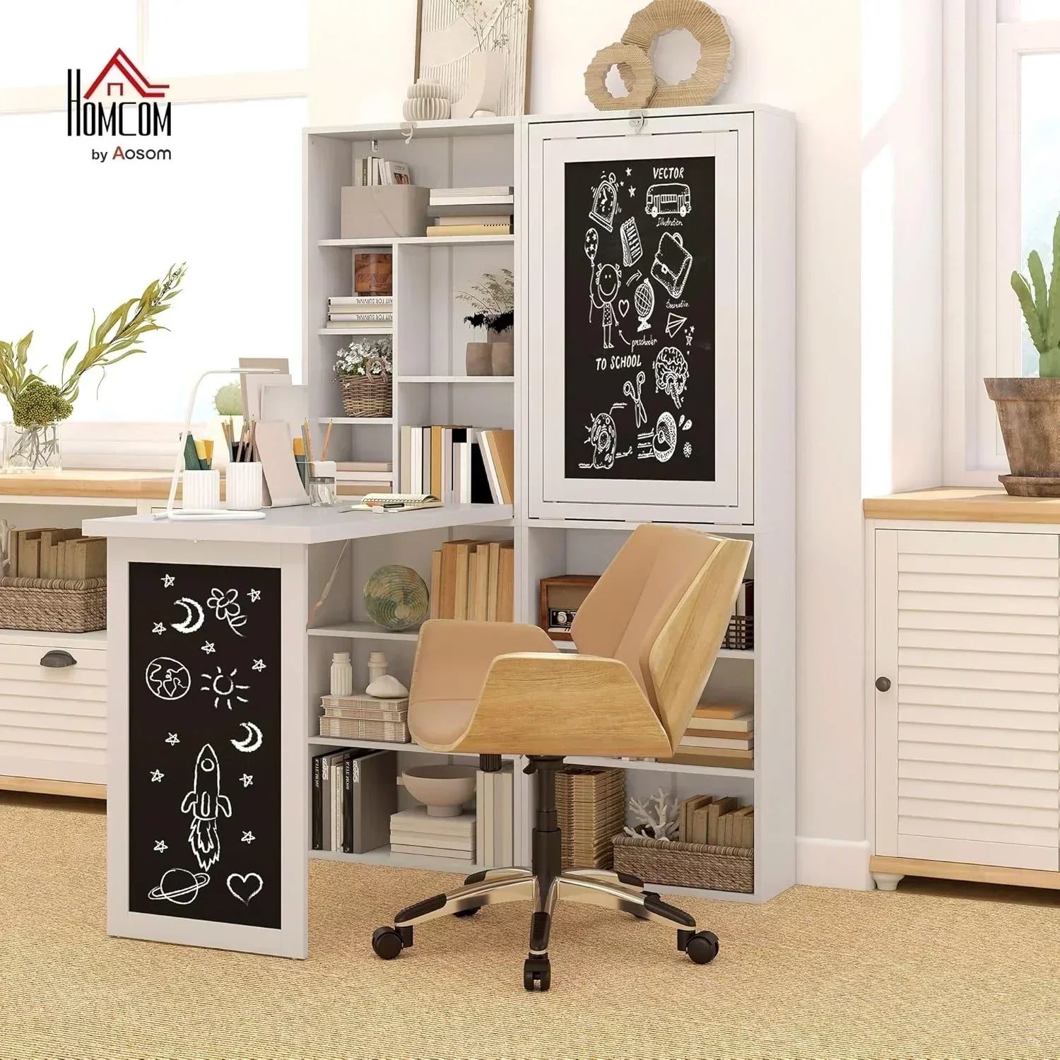 Folding convertible writing desk wall mounted desk cabinet multifunctional home workstation