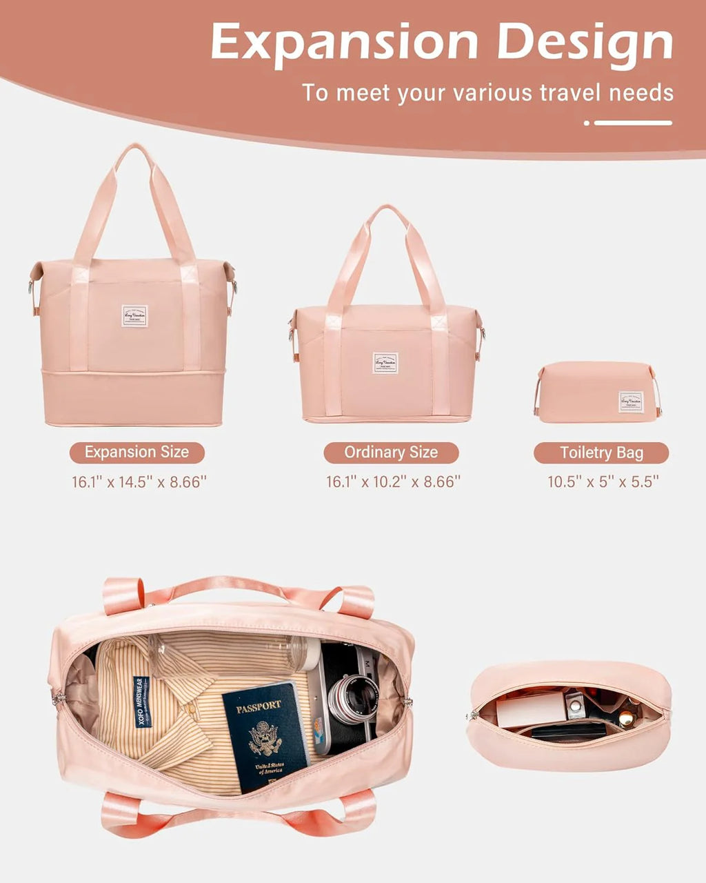 LONG VACATION 6 Piece Luggage Set Carry on Suitcase with ABS+PC hardshell, Spinner Wheels & YKK Zipper TSA Lock