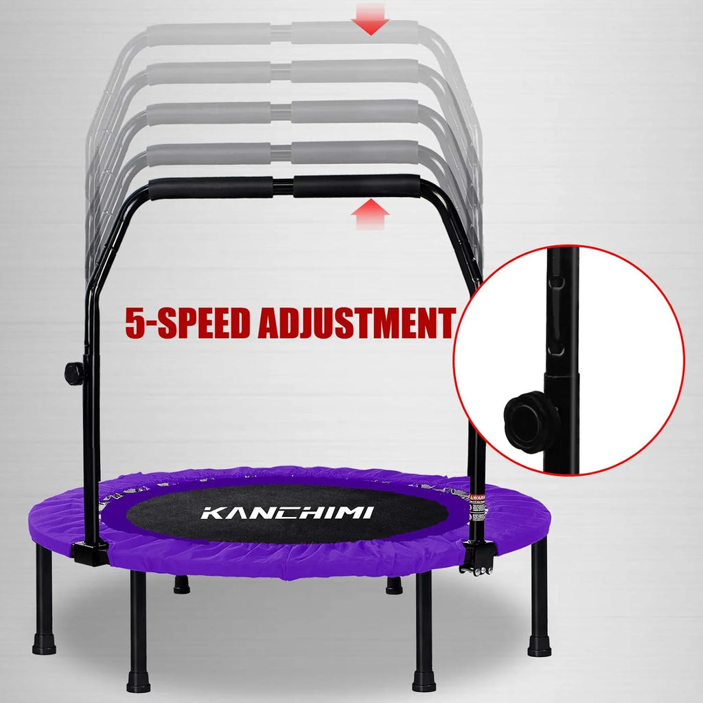 Kanchimi 40 48 Folding Mini Fitness Indoor Exercise Workout Rebounder Trampoline with Handle, Max Load 330lbs