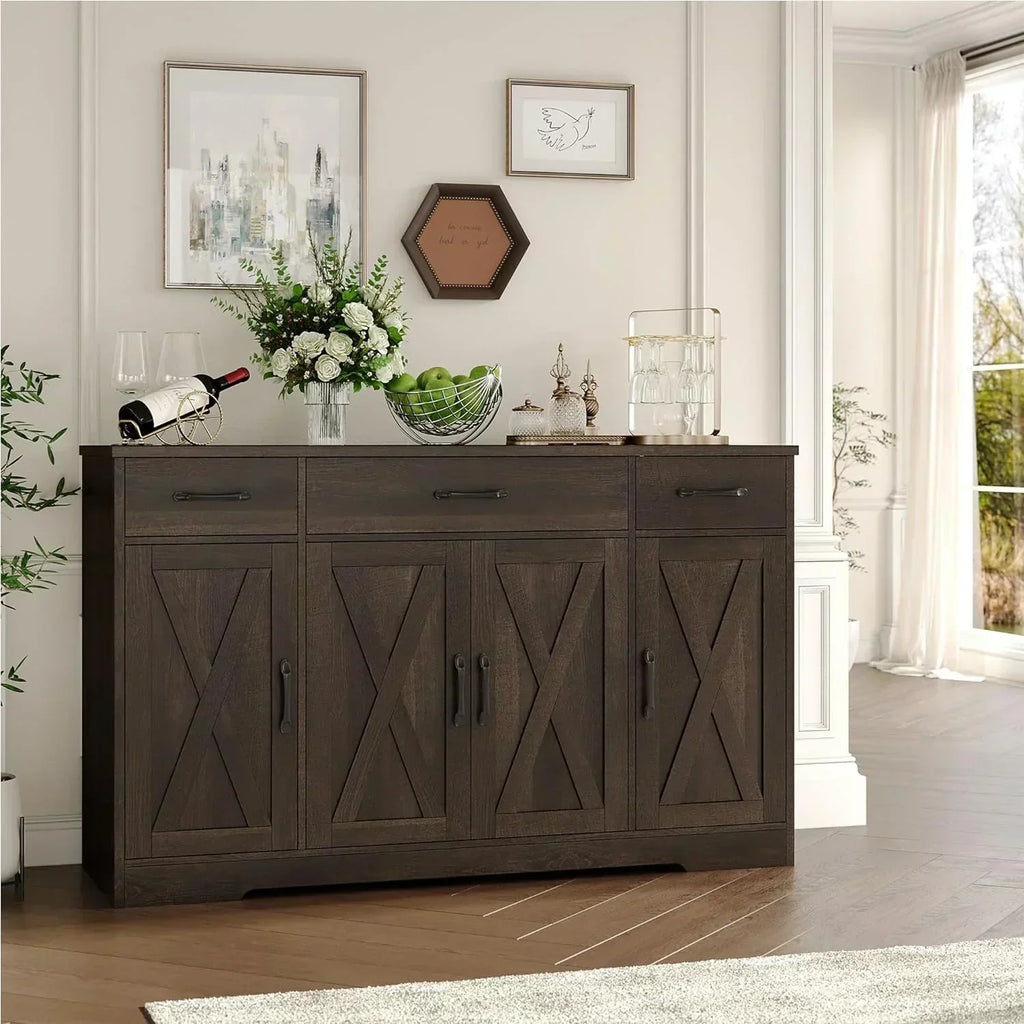 Sideboard with drawers large 55-inch sideboard modern farmhouse wood kitchen dining table