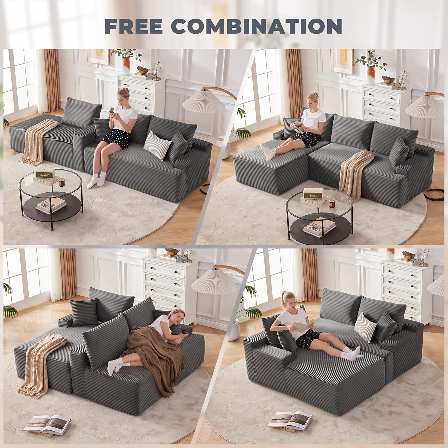 110-inch cloud sofa boneless sofa in the living room modular sofa with deep seats