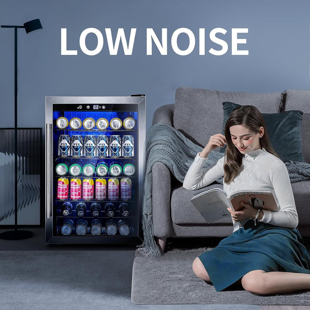 Antarctic Star Beverage Refrigerator Cooler 68 Can Mini Fridge with Glass Door for Beer Drinks Wine