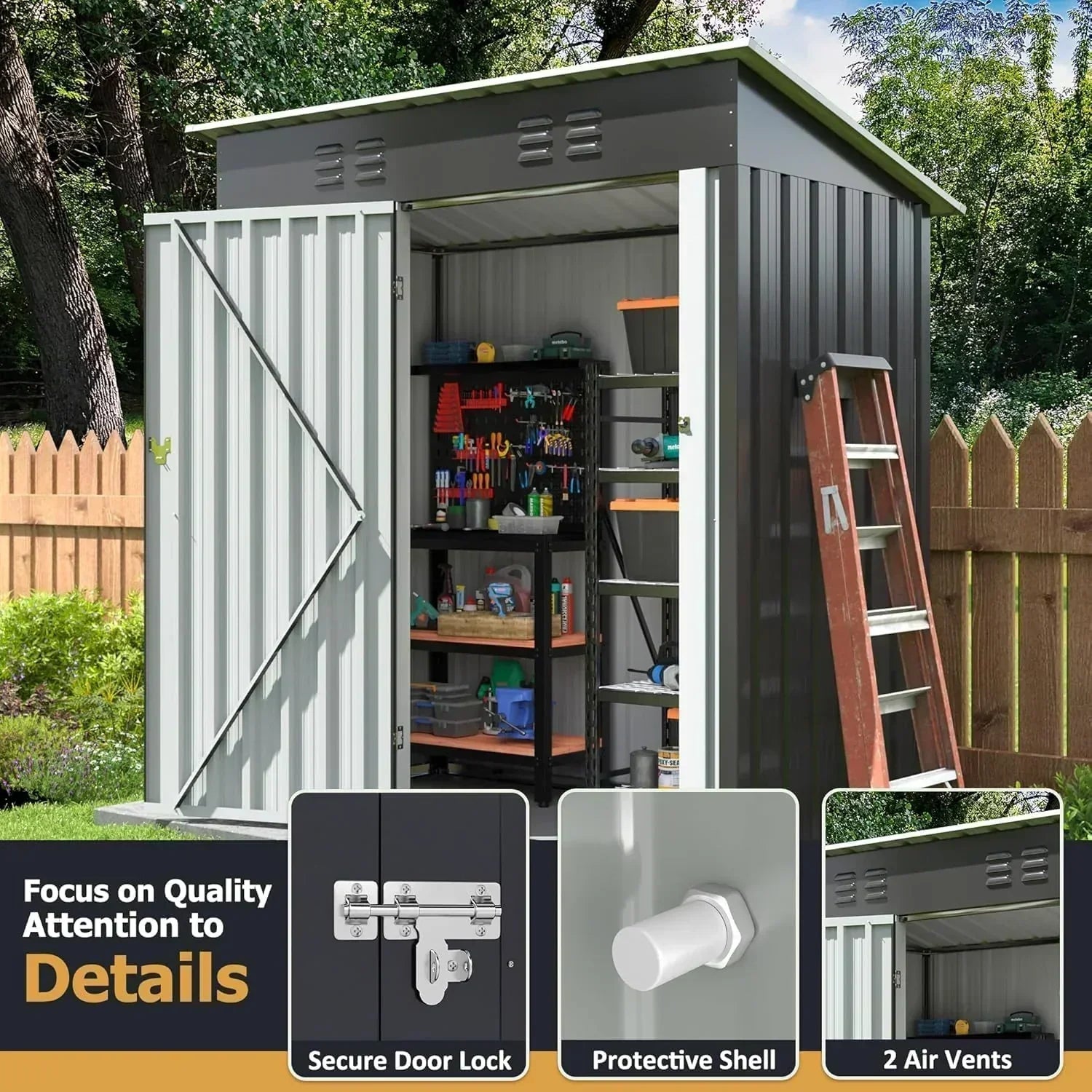 polar aurora 8x12 ft outdoor storage shed metal garden shed frame structure tool sheds