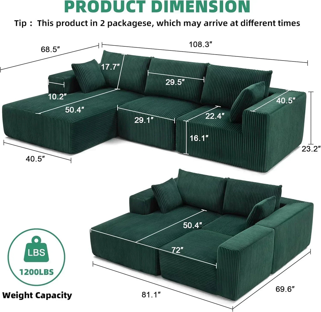 108 inch sectional sofa cloud sectional sofa with deep seat modern sectional L shaped sofa