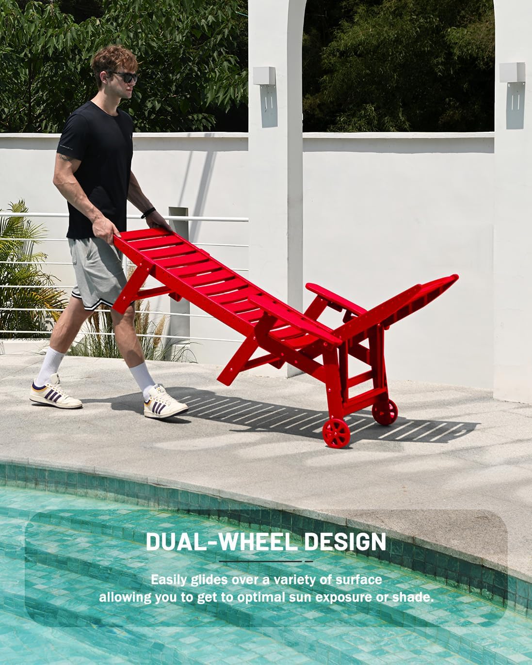 Lounge Chair Outdoor Chaise Lounge HDPE 6-Position Outdoor Chaise Lounge Patio Lounge Chair