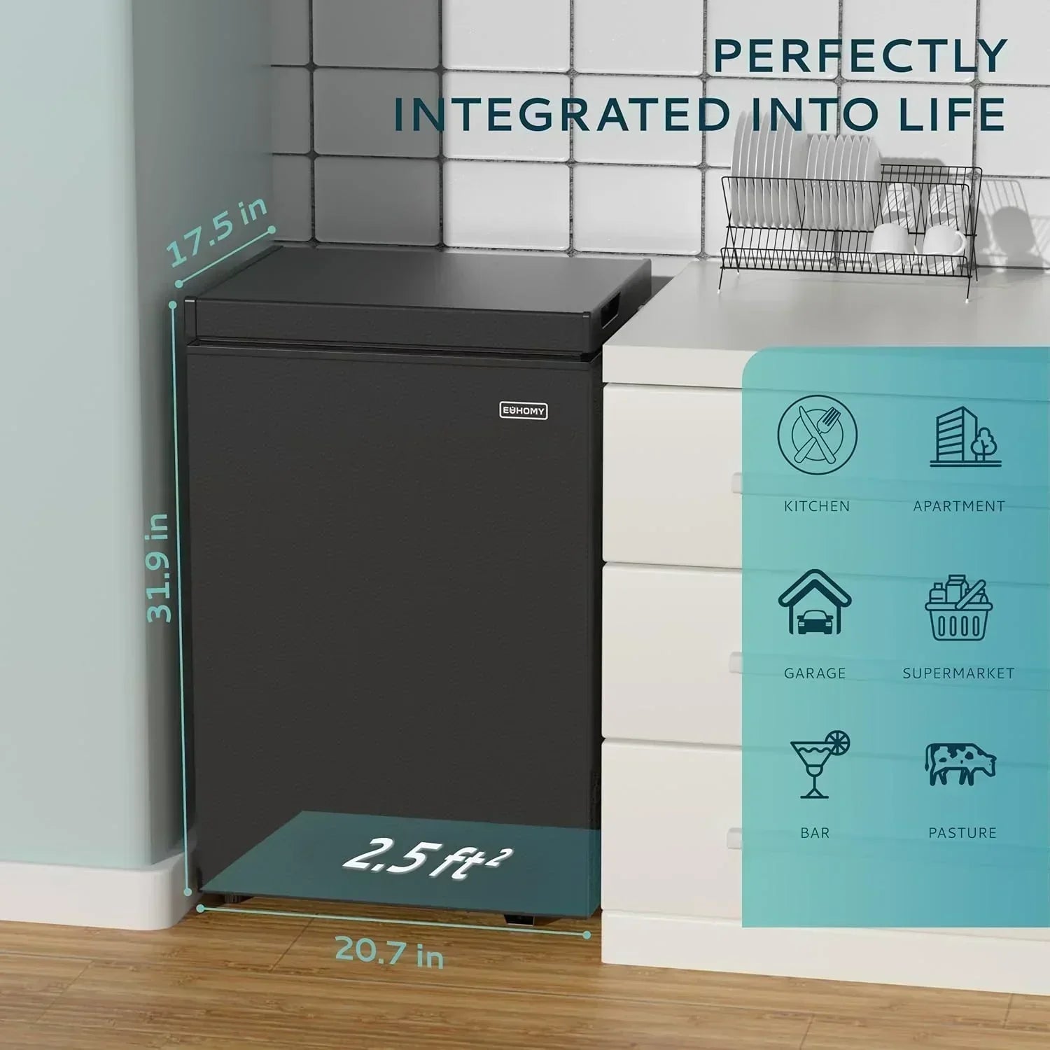 EUHOMY 3.5 Cu.Ft Chest Freezer with Removable Basket Small Deep Freezer Adjustable 7 Thermostat