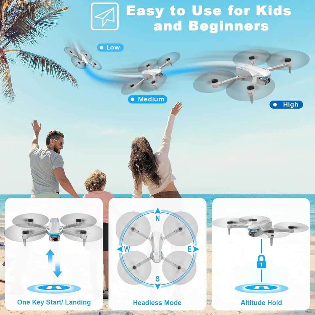 Drone with Camera for Adults, HD FPV Drones with Upgrade Altitude Hold, One-Key Take Off/Landing, Voice Control, Headless Mode, 2 Batteries, Toys Gifts for Teen Boys Girls, Beginner