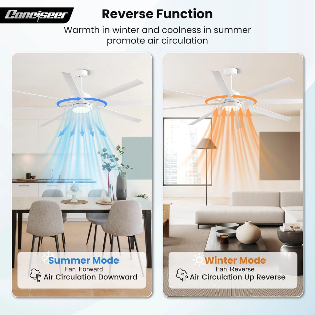 Modern Ceiling Fans with Lights, 72 Inch Ceiling Fan with Light and Remote, Bedroom Living Room Library Cafe Outdoor/Industrial,24W 3CCT Dimmable, 8 Blades 6 Speed Reversible Quiet DC Motor, Black