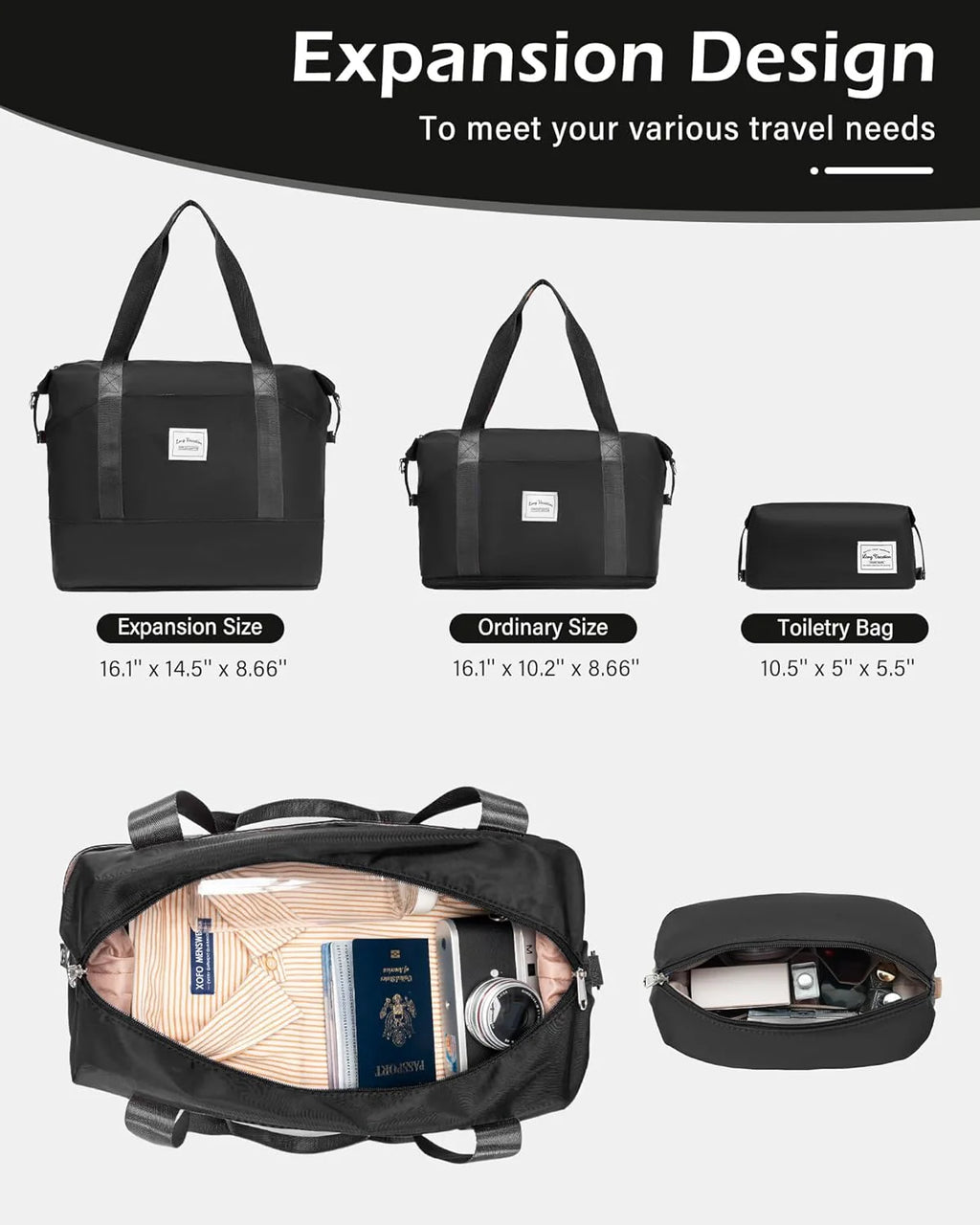 LONG VACATION 6 Piece Luggage Set Carry on Suitcase with ABS+PC hardshell, Spinner Wheels & YKK Zipper TSA Lock