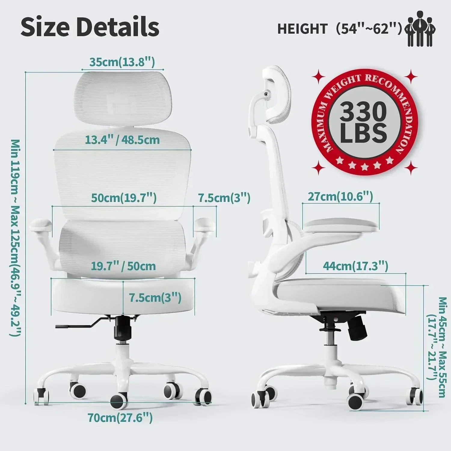 TRALT Office Chair Ergonomic Desk Chair 330 lbs Home Gaming Chair with Wheels