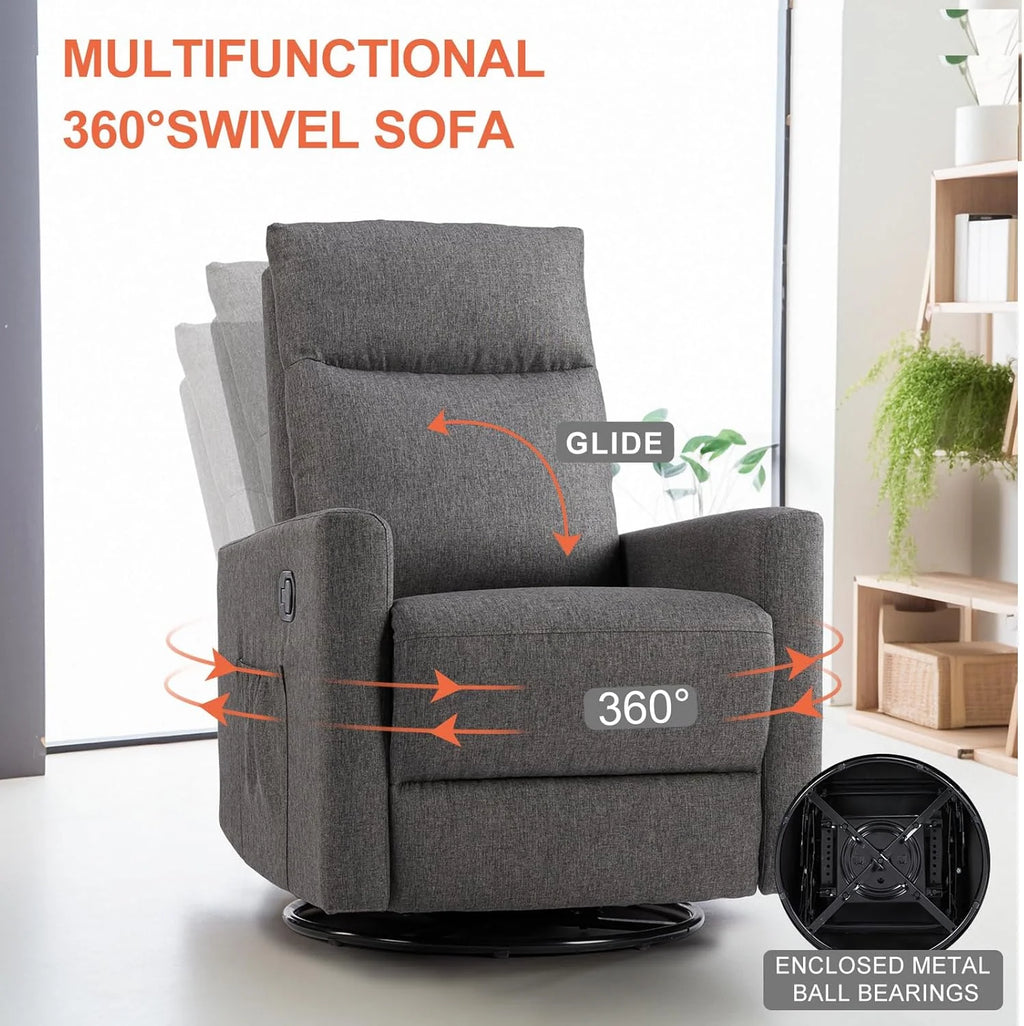 Sweetcrispy Massage Recliner Chair for Adults, Adjustable Home Theater Seating with Lumbar Support for Living Room, Modern Fabric Reclining, Light Grey