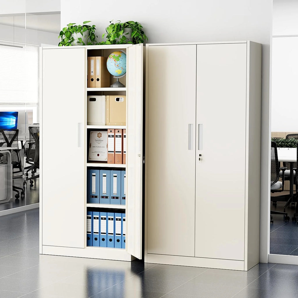 Greenvelly Metal Storage Cabinet, 72 Black Locking Metal Cabinet with 2 Doors and 4 Adjustable Shelves, Lockable Garage Storage Cabinets for Home Office, Garage, Kitchen, Living Room