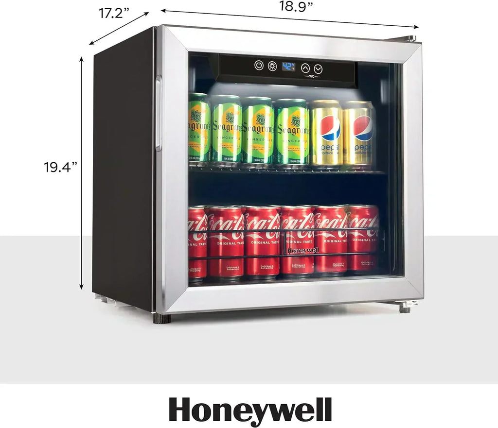 Honeywell Beverage Refrigerator and Cooler 115 Can Mini Fridge with Glass Door for Soda Beer
