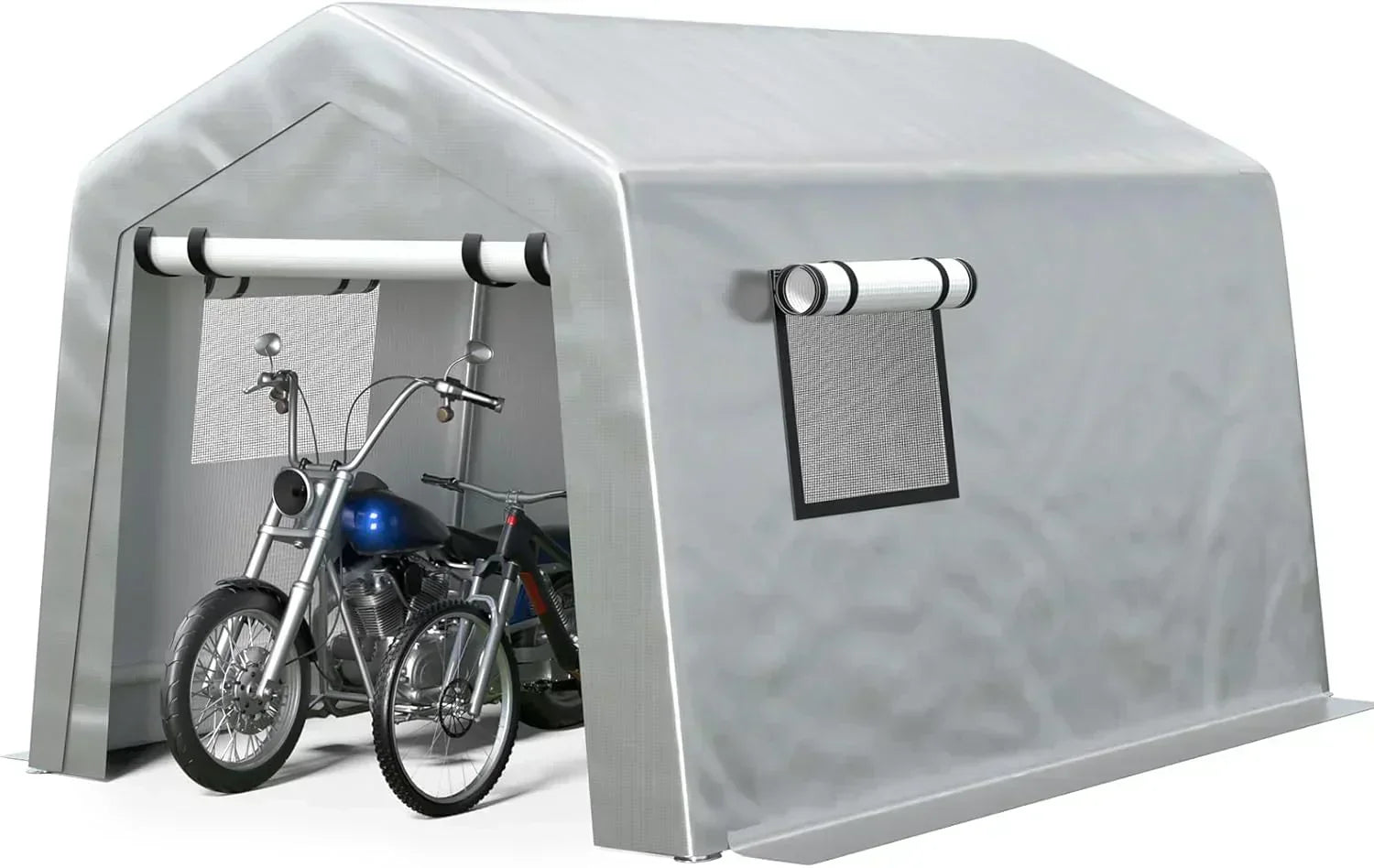 6x8 ft Heavy Duty Carport Tent Portable Garage Removable Side Walls Four Seasons Tarpaulin