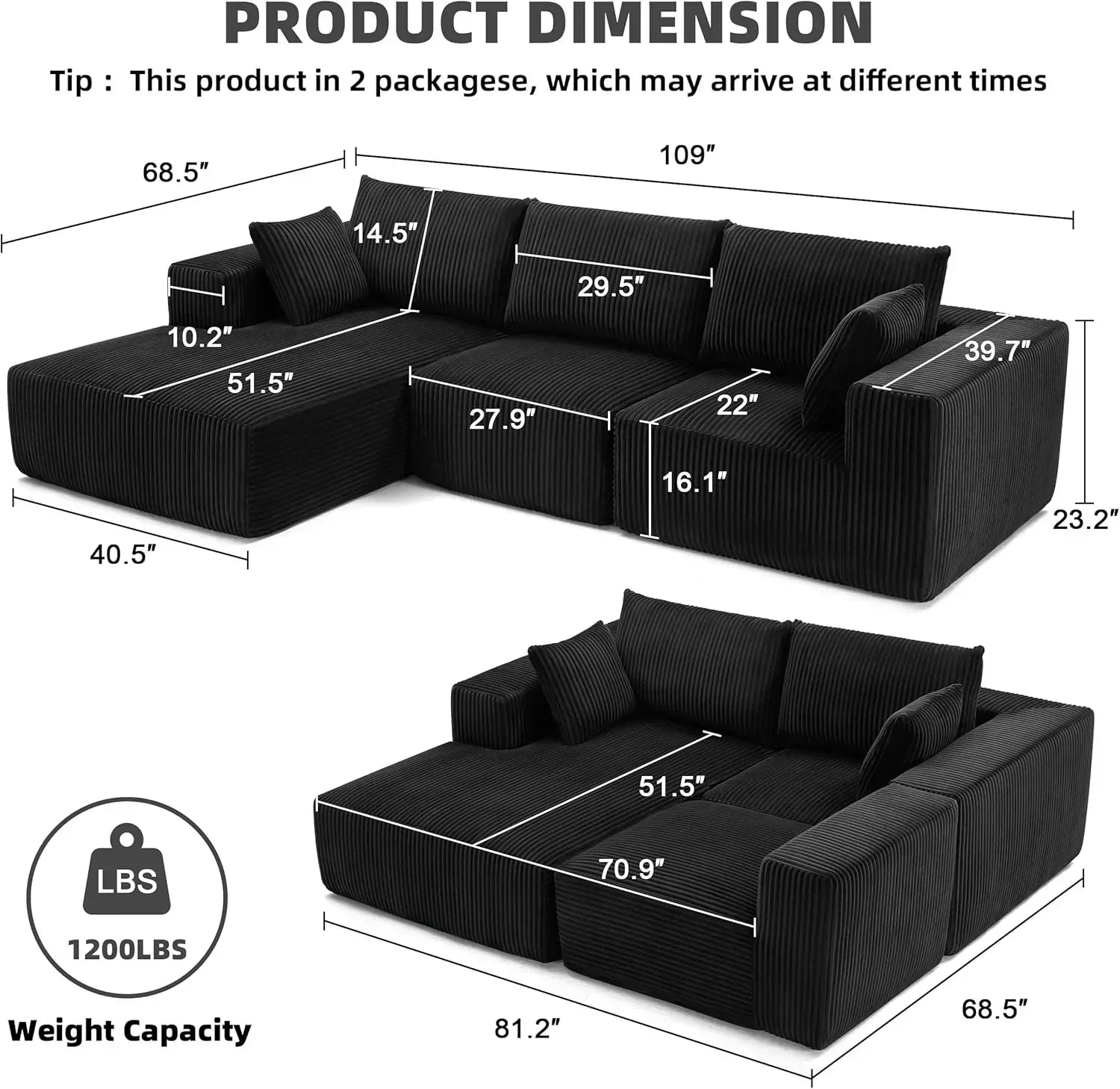 108 inch sectional sofa cloud sectional sofa with deep seat modern sectional L shaped sofa