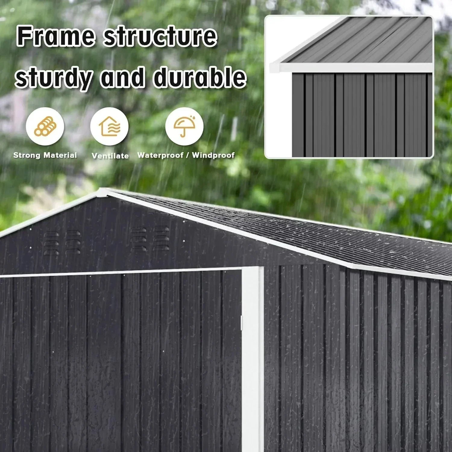 Polar Aurora 8 x 12 FT Outdoor Storage Shed Metal Garden Shed with Updated Frame Structure