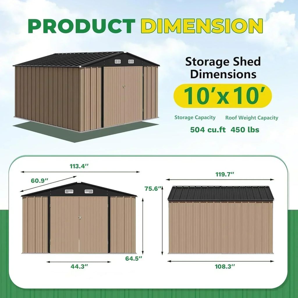 Devoko Outdoor Storage Shed Lockable Metal Garden Shed Steel Anti-Corrosion Storage House