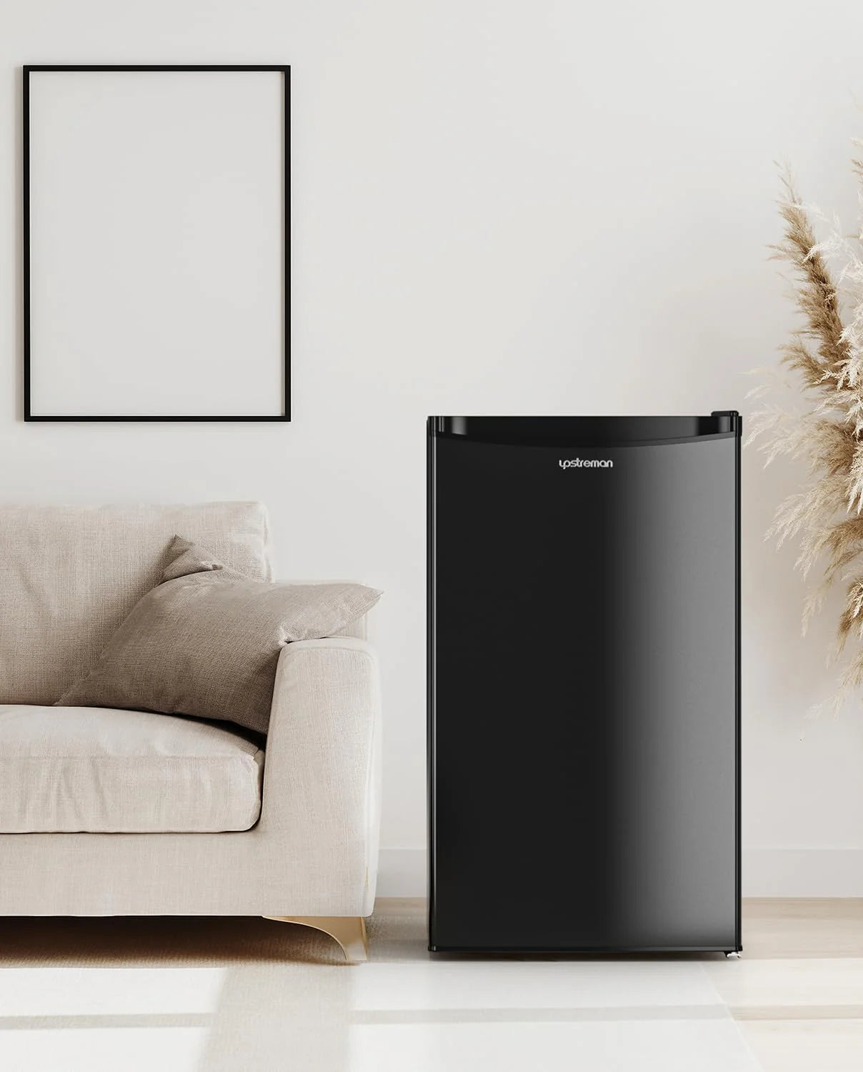 Upstreman 3.2 Cu.Ft Mini Fridge with Freezer, Single Door Mini Fridge, Dorm Fridge, Adjustable Thermostat, Mini Refrigerator