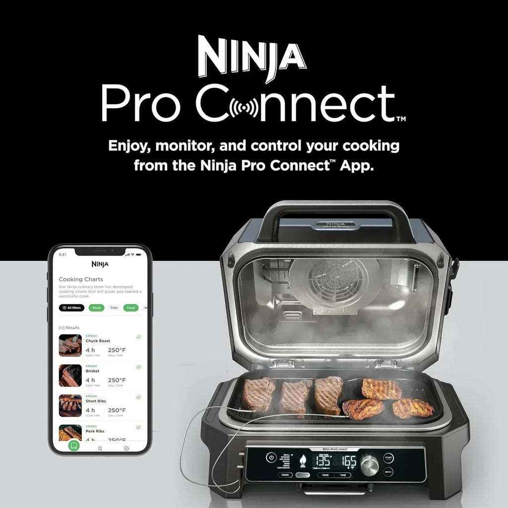 Ninja Woodfire Pro XL Outdoor Grill Smoker Thermometer 4-in-1 Master Grill BBQ Smoker Outdoor Air Fryer