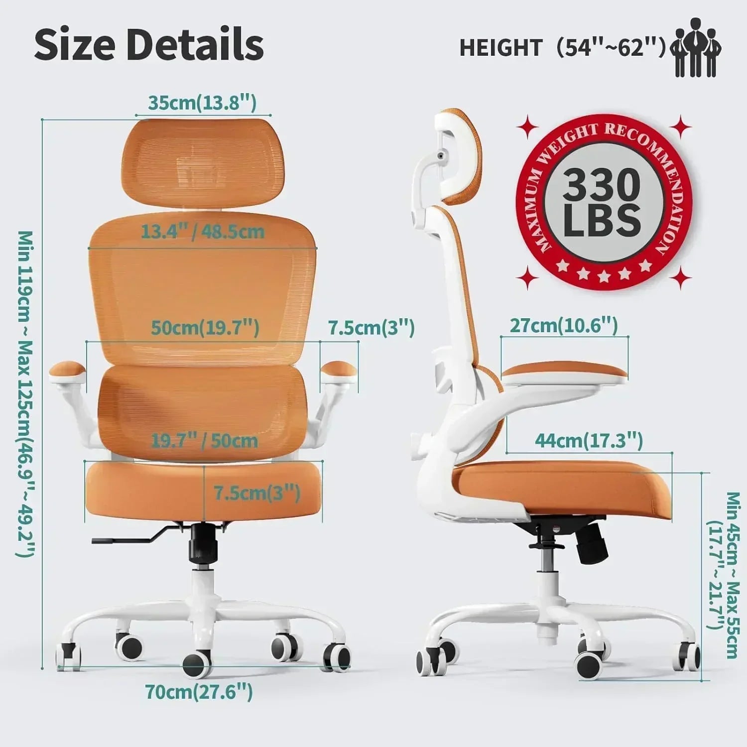 Office Chair Ergonomic Desk Chair 330 lbs Home Mesh Desk Chair Comfortable Gaming Chair